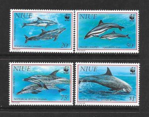 DOLPHINS - NIUE #651-54  WWF ISSUE  MNH