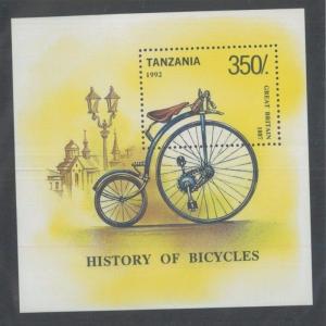 TANZANIA SOUVENIR SHEET Sc# 985p MNH - History of Bicycles - FOS154