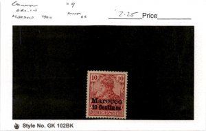 Germany Offices Morocco, Postage Stamp, #9 Mint Hinged, 1900 (AB)