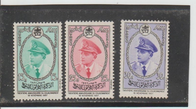 Morocco  Scott#  19-21  MH  (1957 King Mohammed V)