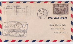 kingston to toronto canada 1929 airmail stamps cover ref 13150