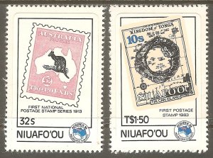 TONGA NIUAFO'OU Sc# 48 - 49 MNH FVF Set2 Map & Kangaroo Stamp on Stamp