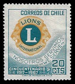 Chile #364 Unused NG VLH; 20c Lions International (1967)