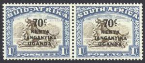 Kenya, Uganda, Tanzania Sc# 89 MH Pair 1941-1942 1sh South Africa Overprints