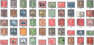 Lot of 343 US Stamps. No Duplicates. Cat Value $8800.00