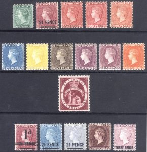 St Vincent 1883-1897 QV Collection Scott 40-60 SG 40-63 MLH Cat $433