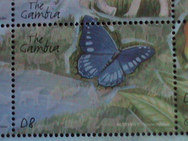 GAMBIA- COLORFUL BEAUTIFUL LOVELY BUTTERFLY-ENDANGER ANIMALS MNH SHEET  VF