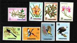 Singapore-Sc#62-9-unused,NH set-Birds-Flowers-1963-