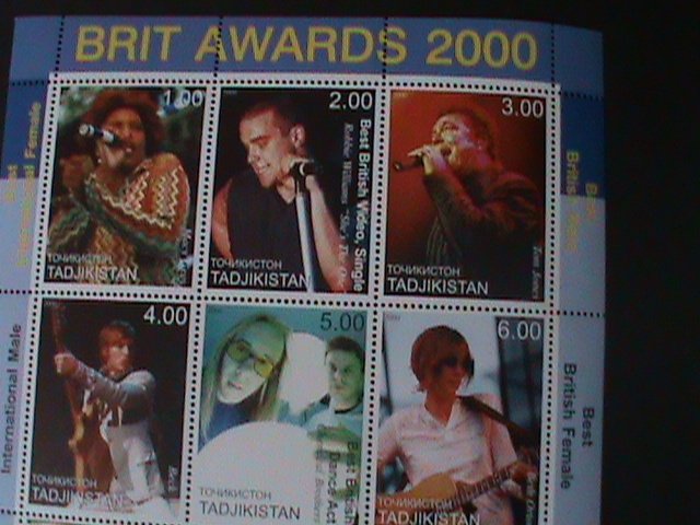 ​TAJIKISTAN-BRIT AWARDS 2000-BEST INTERNATIONAL MALE & FEMALE MNH SHEET-VF