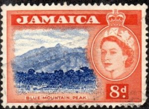 Jamaica 167 - Used - 8p Blue Mountain Peak (1956)