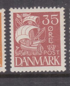 DENMARK, 1927 Caravel, Solid background, 35o. Venetian Red, lhm.