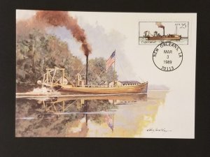 FDC Maxi Card Maximum Scott 2405 Experiment Steamboat Stamp 1989 M40