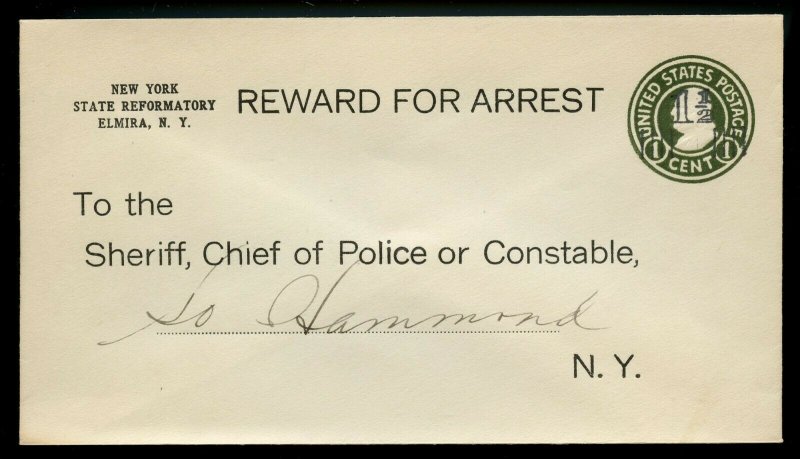 U.S. Scott U515c Unused Entire with Pre-Printed REWARD FOR ARREST Notice