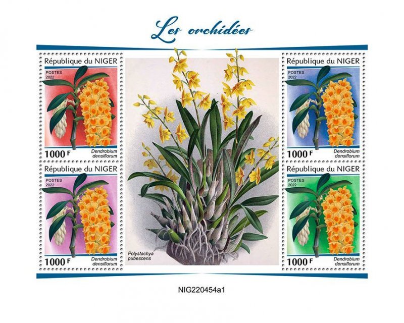 NIGER - 2022 - Orchids - Perf 4v Sheet #1 - Mint Never Hinged