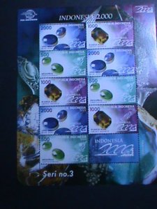 INDONESIA-2000-SC#1890a -COLORFUL LOVELY GEN STONES- MNH SHEET -VERY FINE