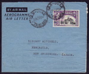 Trinidad & Tobago - 1953 - Scott #79 - used on 1955 air letter to Canada