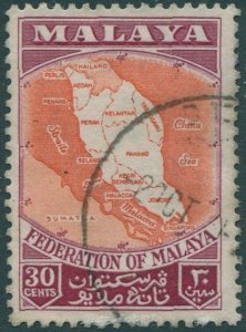 Malaysia Malayan Federation 1957 SG4 30c Map FU
