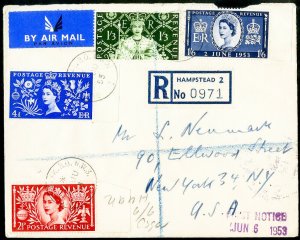 Great Britain Stamps # 313-6 Used On Registered Cover