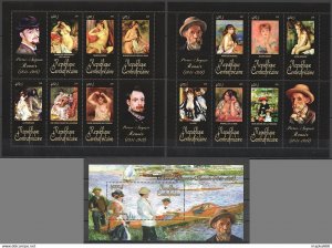 2011 Central Africa Art Pierre-Auguste Renoir Paintings Bl+2Kb ** Ca1057