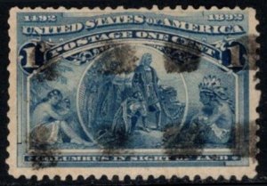 1893 US Scott #- 230 1 Cent Columbian Columbus In Sight of Land Silent Precancel