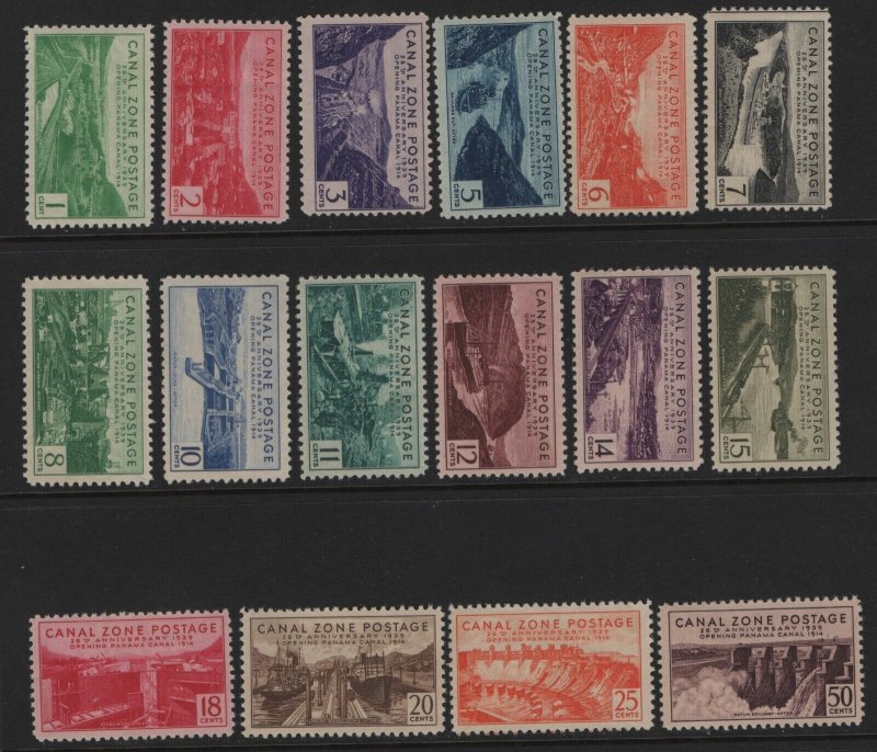 Canal Zone scott # 120 - 135 set VF OG mint never hinged cv $ 163 ! see pic !