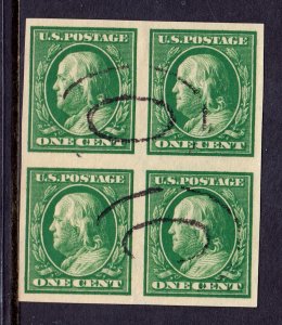 USA - Scott #383 - Block of 4 - Used - VF, pencil on reverse - SCV $11