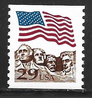 USA 2523A: 29c Flag, Mt Rushmore, coil single, MNH, VF