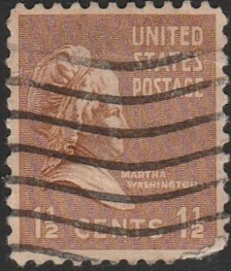 USA #805 1938 1-1/2c Brown Martha Washington USED-NH.