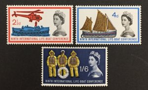 Great Britain 1963 #395-7, Life Boat Conference, MNH.