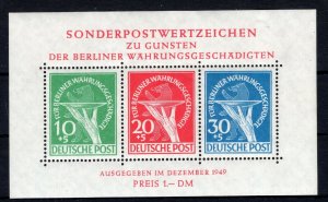 GERMANY BERLIN 1949 SHEET 9NB3a RARE PLATE FAULT MICHEL BLOCK 1II PERFECT MNH