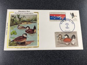 RW48 Ruddy Ducks Stamp First Day Cover 1981 - Colorado Silk Cachet Cover