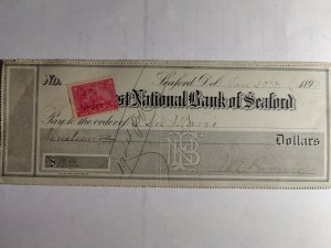 SCOTT #R164 BANK CHECK $ 19.77 THE FIRST NATIONAL BANK OF SEAFORD