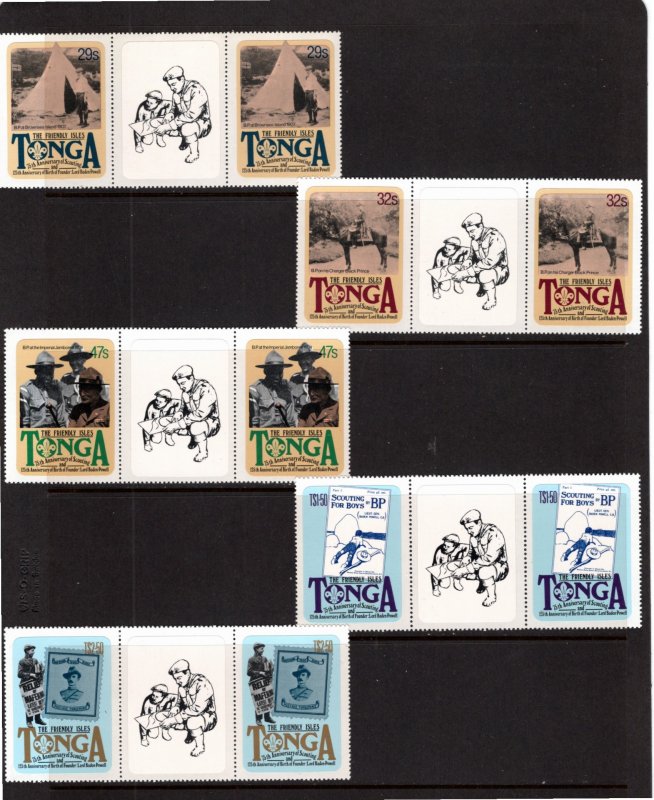 Tonga 1982 MNH Sc 504-8 Gutter Pairs