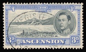 Ascension 1938 KGVI 3d black & ultramarine (p13½) VFU. SG 42. Sc 44.