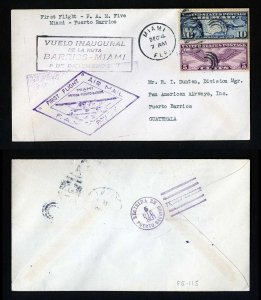 # C7 on First Flight cover FAM 5, Miami, FL to Puerto Barrios - 12-4-1931