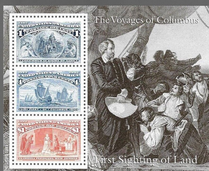 US  2624 - 2629, MNH Souvenir Sheets of the Columbian Voyages.