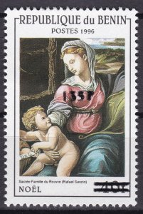 BENIN 2000 1241 135F 200 €NOEL CHRISTMAS 1996 SANZIO RAF OVERPRINT SURCHARGE MNH-