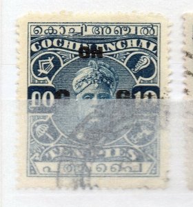 India Cochin 1948-49 Early Issue used Shade of 10p. Optd NW-16226