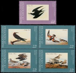 ✔️ MICRONESIA 1985 - FAUNA BIRDS - MI. 40/44 ** MNH OG [MN040]