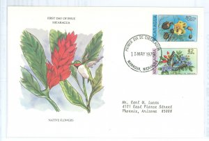 Nicaragua C966-C967 1979 Flowers, Butterflies,  Addressed Postal Commemorative Society FDC