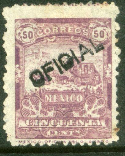  MEXICO O19, 50c MULITA OFFICIAL UNUSED, NG (769)