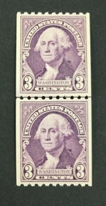 MOMEN: US STAMPS #722 LINE PAIR MINT OG NH XF LOT #76111*