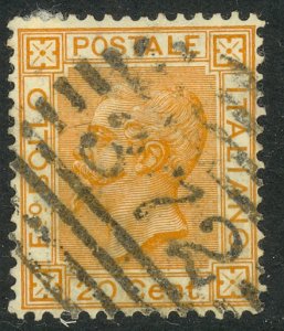 ITALY 1867-77 20c Victor Emmanuel II Sc 36 Number Cancel 372 BAGNACAVALLO VFU