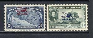 Liberia Stamps # C14, C16 Rare Overprint XF MVLH