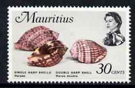 Mauritius 1969-73 Harp Shells 30c glazed paper (from def ...