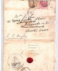 GB Cover USED ABROAD *Constantinople* EMBASSY CACHET British Levant 1872 CB266