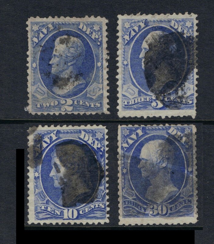 AFFORDABLE GENUINE SCOTT O36 O37 O40 O44 USED SET OF 4 NAVY DEPT OFFICIAL STAMPS