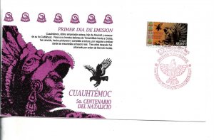 MEXICO 1995 CUAUHTEMOC V CENTENARY OF BIRTH NATIVE AMERICAN FIRST DAY COVER FDC