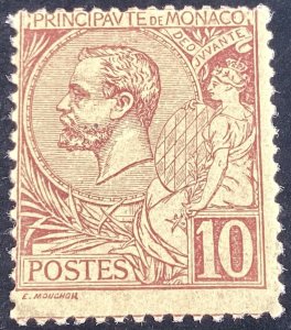 Monaco #15 Mint 1891 King Albert I 10c brown on straw