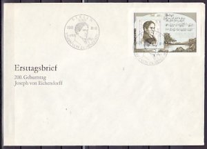 German Dem. Rep. Scott cat. 2662. Poet with Music Notes. Big First day cover.